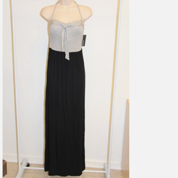 New Kenneth Cole Swimsuit Bikini Cover Up maxi Dress Sz L Gray neck Strap - Picture 1 of 3